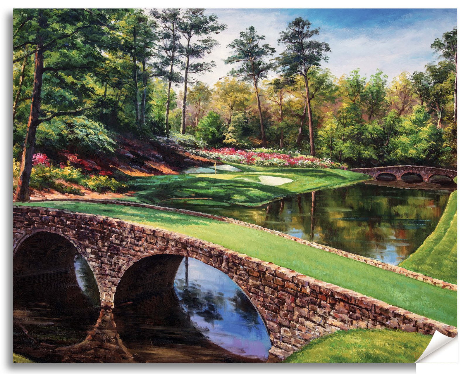Augusta National Golf Club Golden Bell Hole 12 Azalea Hole 13 masters Amen Corner poster Golf painting print artwork 1ANGC1pan5x4s 12