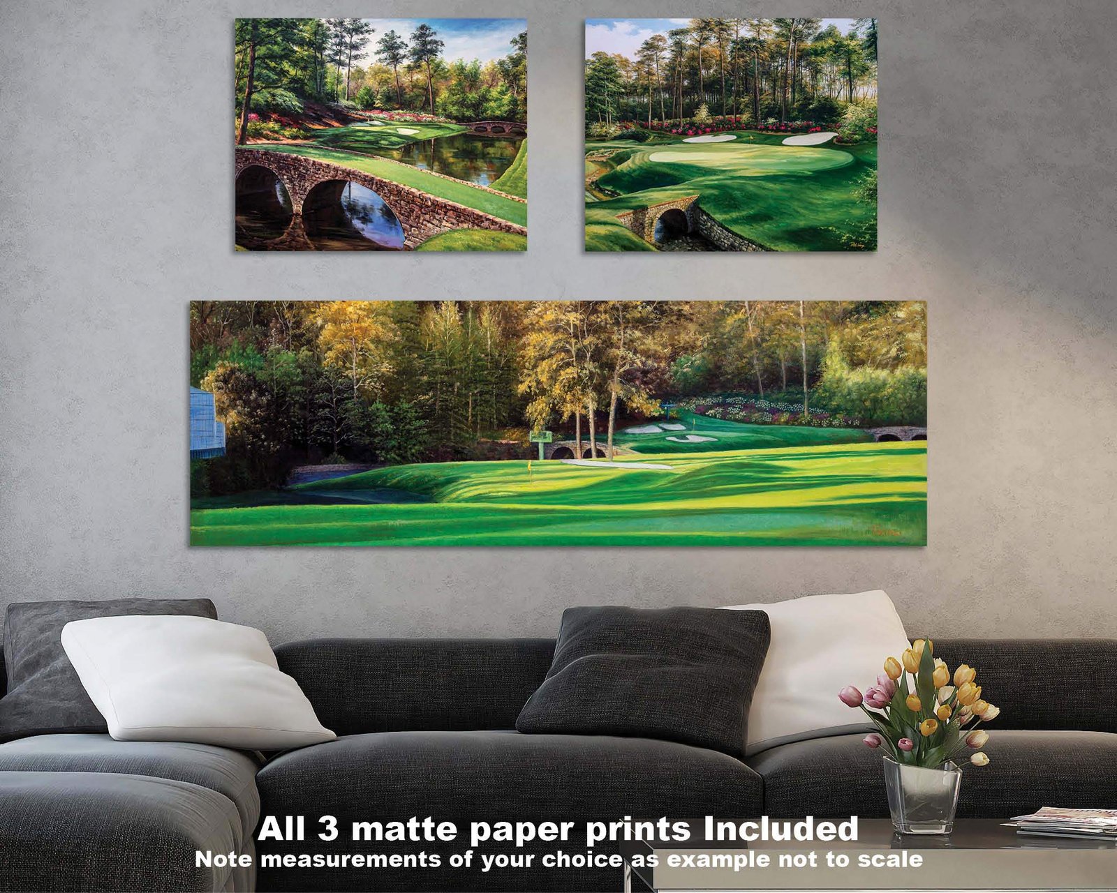 Augusta National Golf Club Golden Bell Hole 12 Azalea Hole 13 masters Amen Corner poster Golf painting print artwork 1ANGC1pan5x4s 14