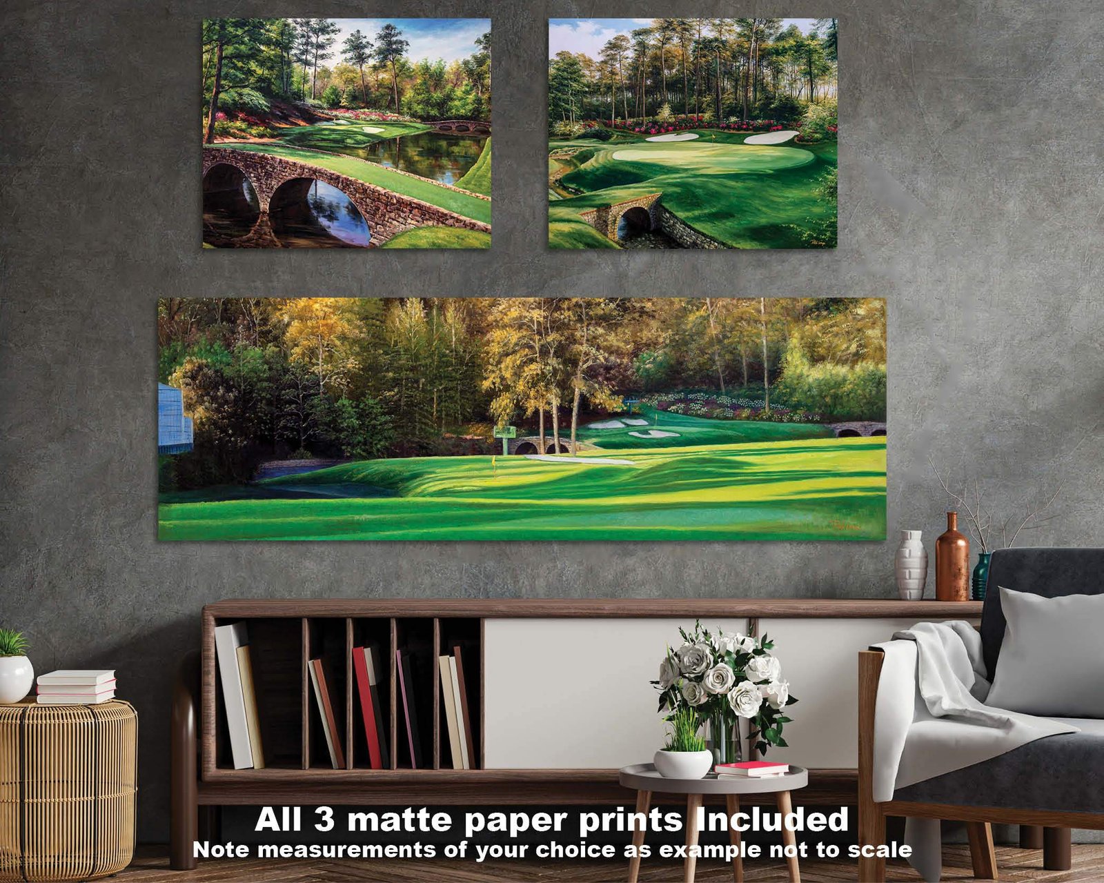 Augusta National Golf Club Golden Bell Hole 12 Azalea Hole 13 masters Amen Corner poster Golf painting print artwork 1ANGC1pan5x4s 15