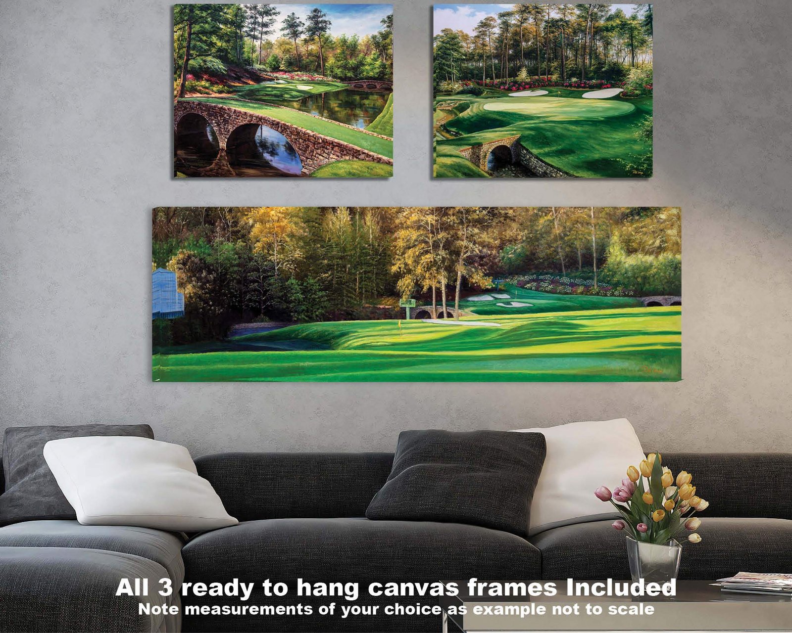 Augusta National Golf Club Golden Bell Hole 12 Azalea Hole 13 masters Amen Corner poster Golf painting print artwork 1ANGC1pan5x4s 2