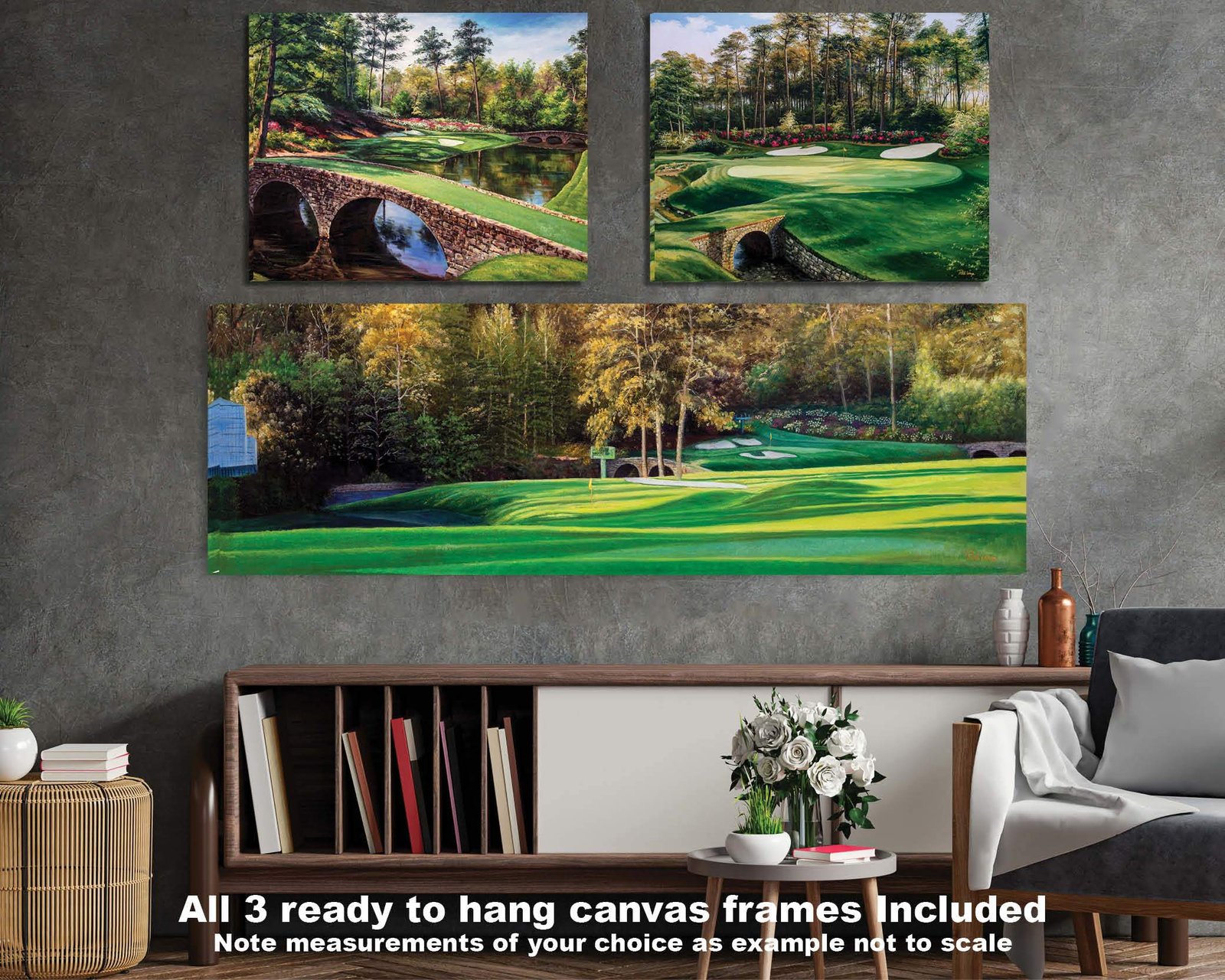 Augusta National Golf Club Golden Bell Hole 12 Azalea Hole 13 masters Amen Corner poster Golf painting print artwork 1ANGC1pan5x4s 3