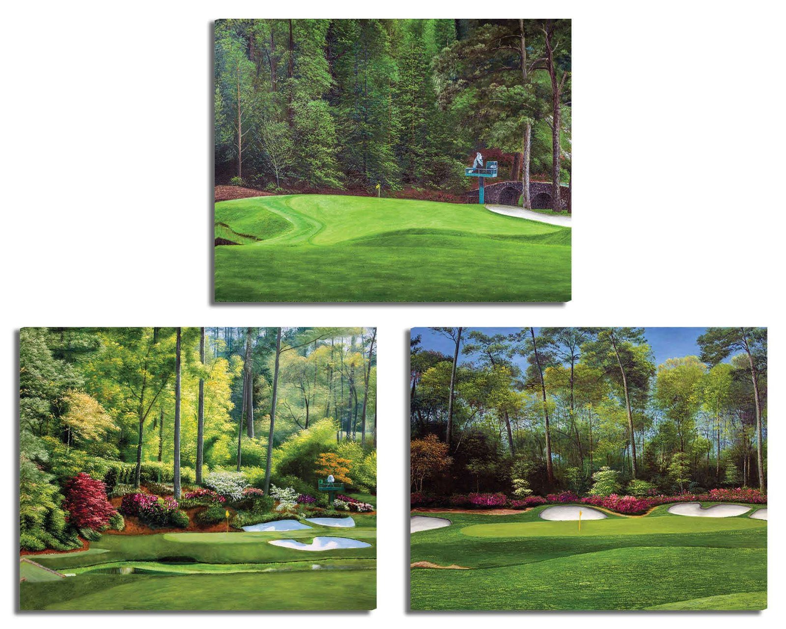 Augusta National Golf Club Golden Bell Hole 12 Redbud Hole artwork poster Golf painting print pic 4ANGC3
