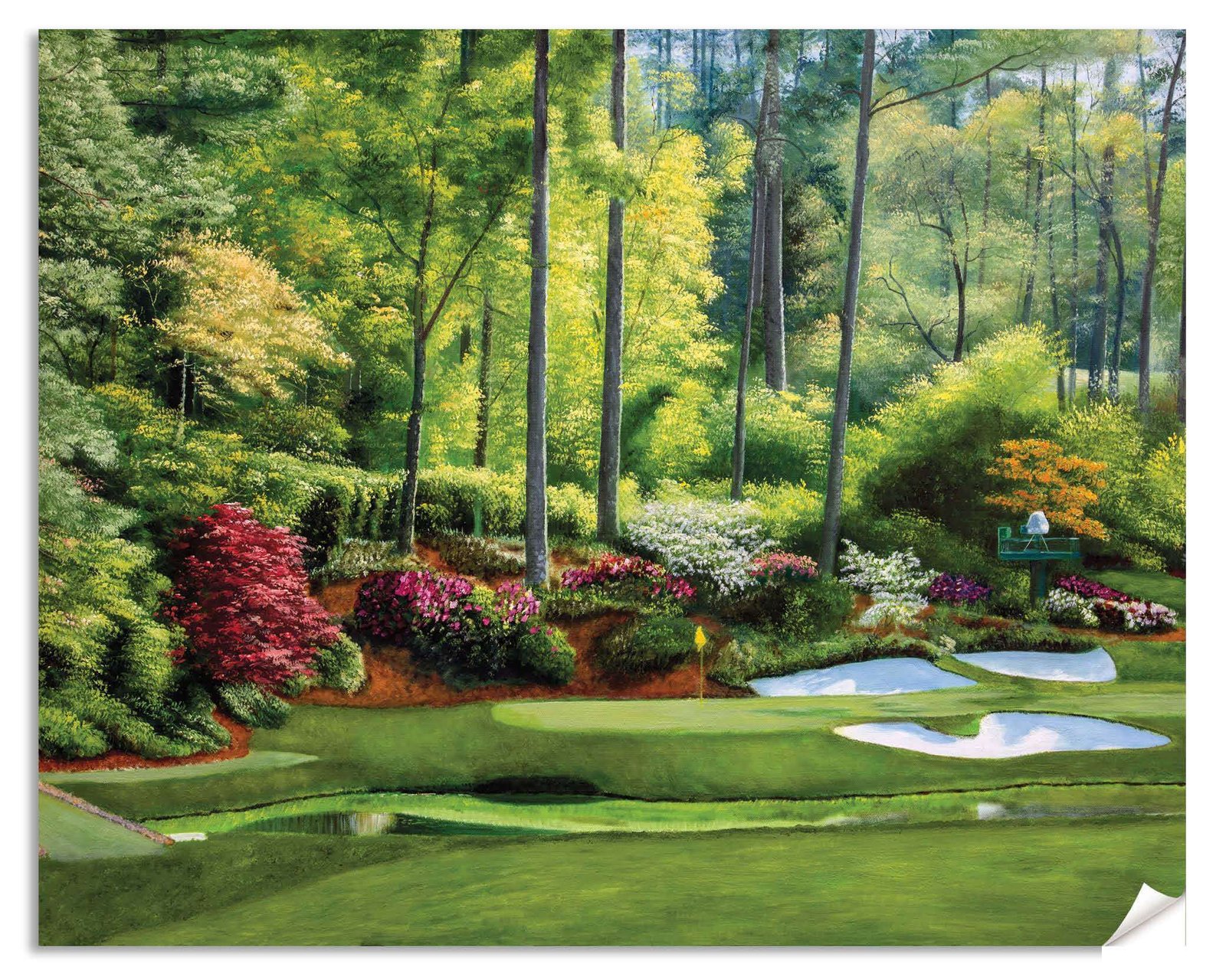 Augusta National Golf Club Golden Bell Hole 12 Redbud Hole artwork poster Golf painting print pic 4ANGC3 12