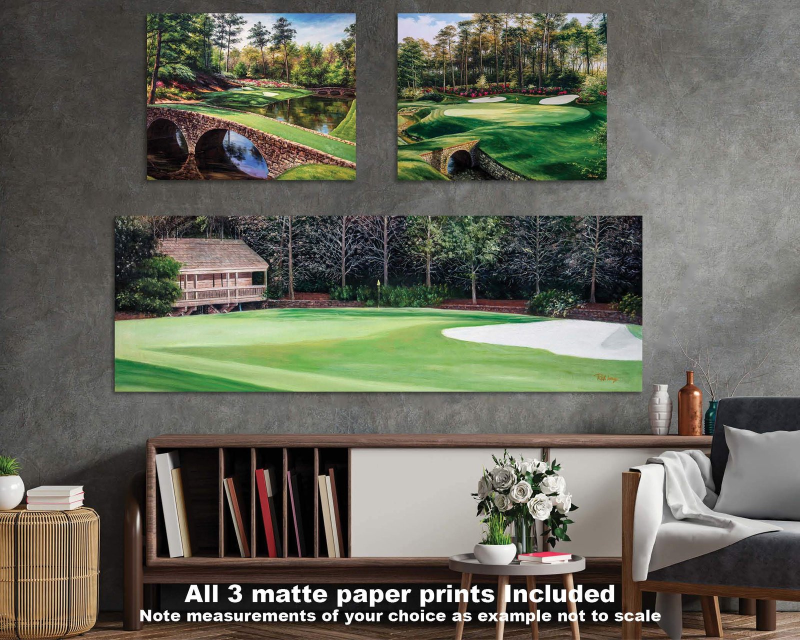 Augusta National Golf Club Golf Pan4 Amen Corner poster artwork panorama Azalea Hole 13 painting print Golf Pan4 Golden Bell Hole 12 4ANGC1pan5x4s 15