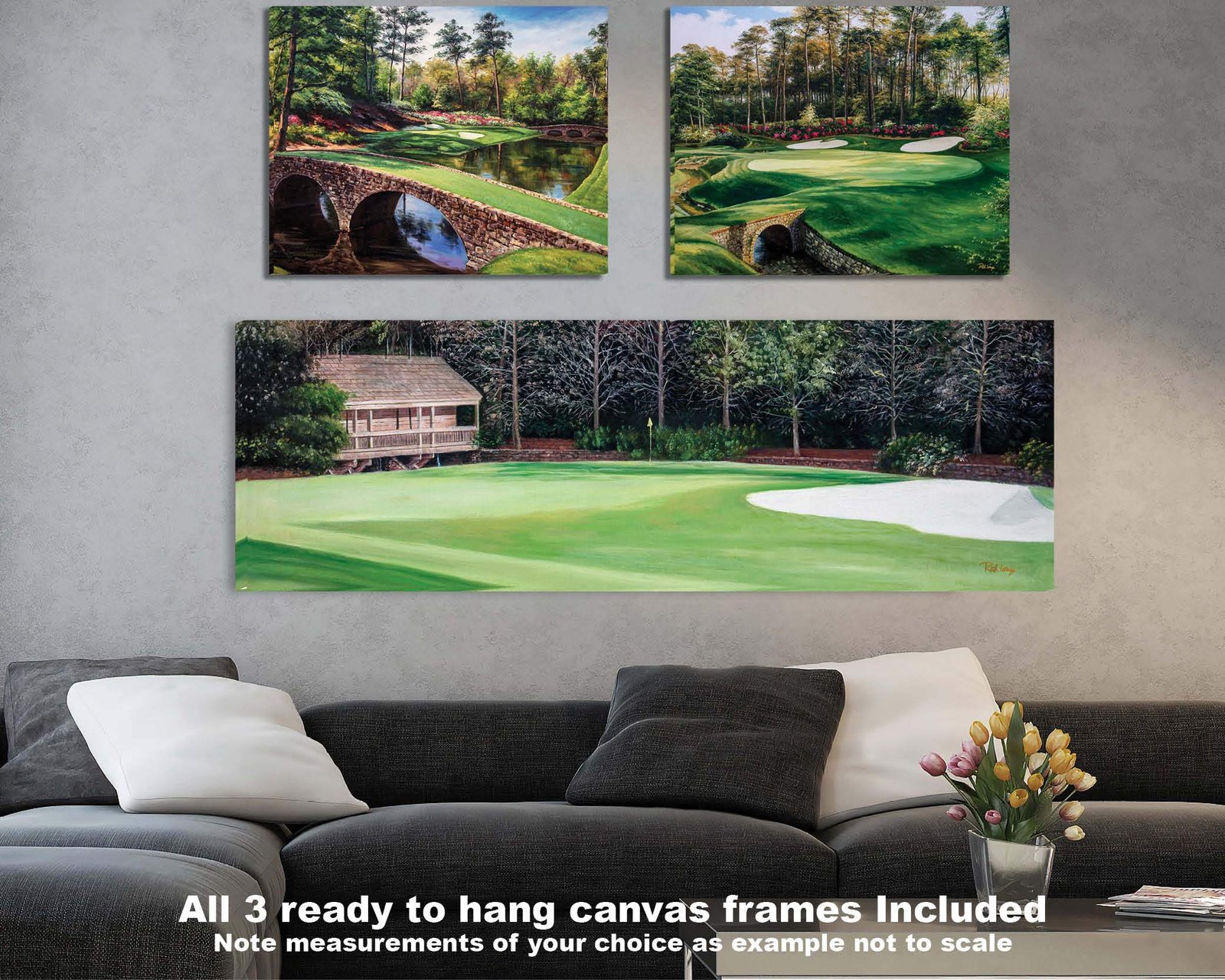 Augusta National Golf Club Golf Pan4 Amen Corner poster artwork panorama Azalea Hole 13 painting print Golf Pan4 Golden Bell Hole 12 4ANGC1pan5x4s 2