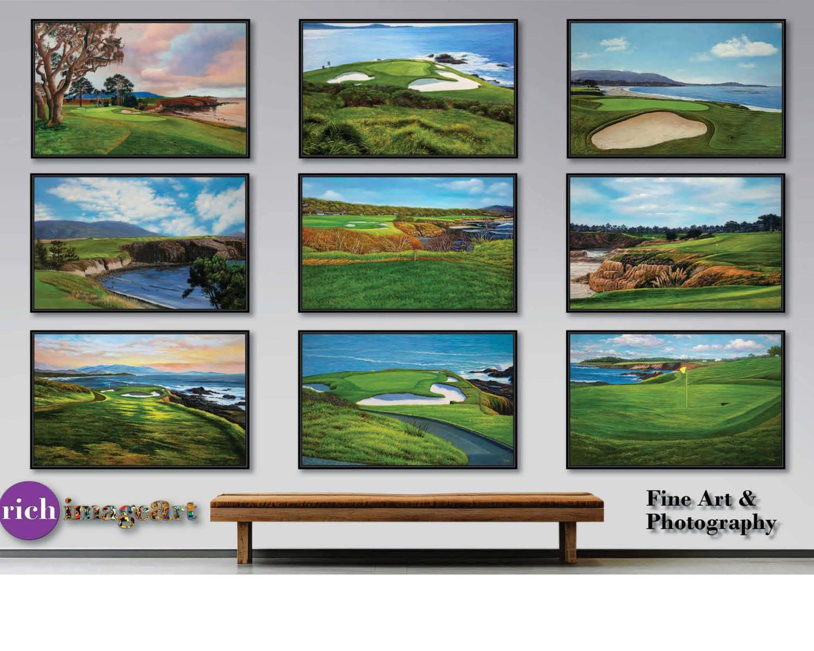 Augusta National Golf Club Golf Pan4 Amen Corner poster artwork panorama Azalea Hole 13 painting print Golf Pan4 Golden Bell Hole 12 4ANGC1pan5x4s 21