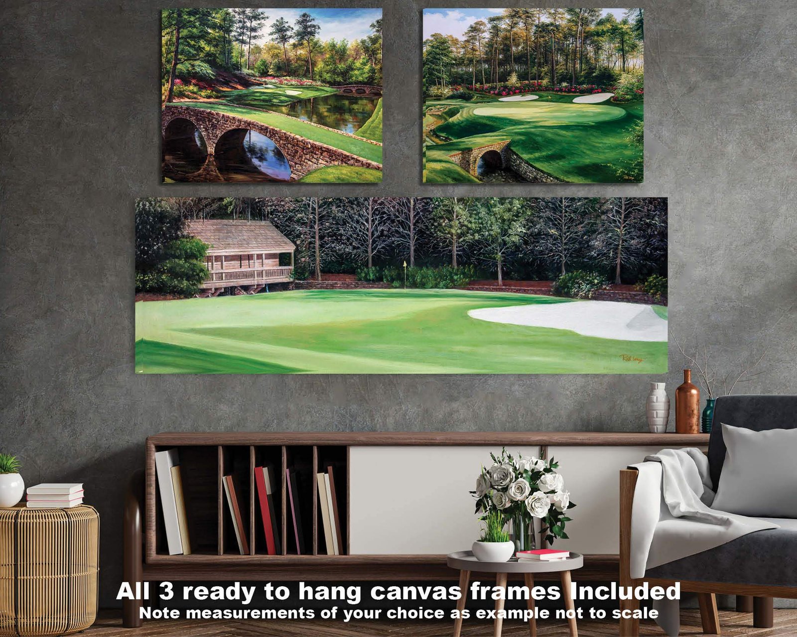 Augusta National Golf Club Golf Pan4 Amen Corner poster artwork panorama Azalea Hole 13 painting print Golf Pan4 Golden Bell Hole 12 4ANGC1pan5x4s 3