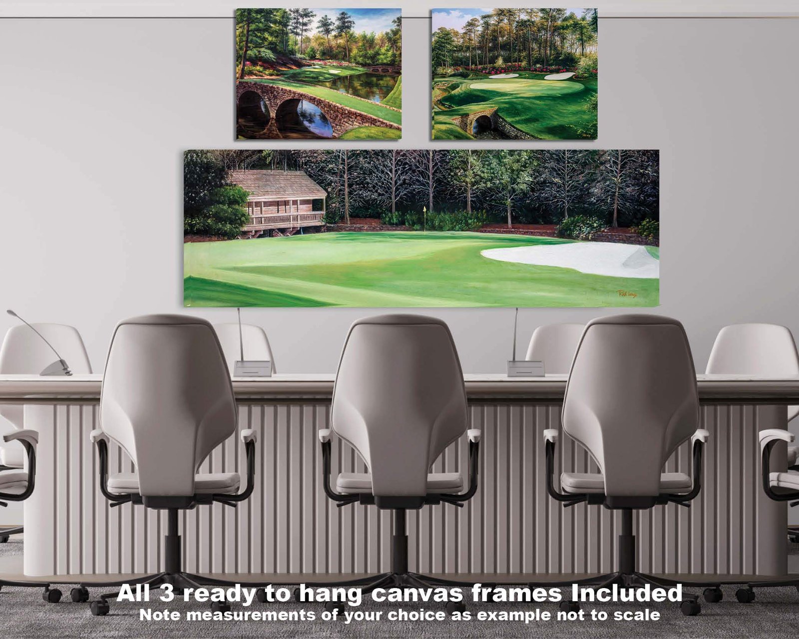 Augusta National Golf Club Golf Pan4 Amen Corner poster artwork panorama Azalea Hole 13 painting print Golf Pan4 Golden Bell Hole 12 4ANGC1pan5x4s 4
