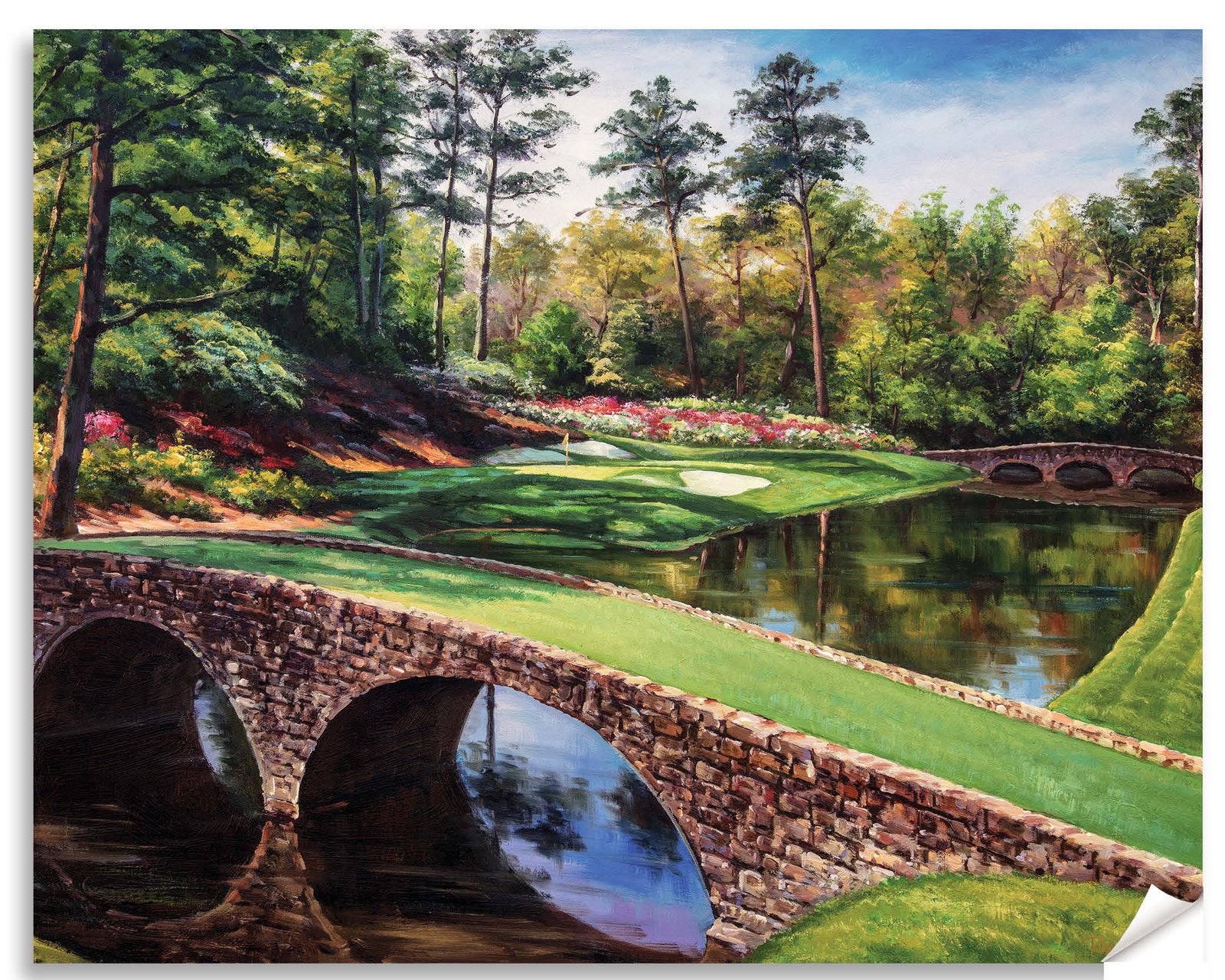 Augusta National Golf Club Redbud Hole 16 Clubhouse Club House pic Golden Bell Hole 12 poster Golf painting print artwork ANGC4combo 13