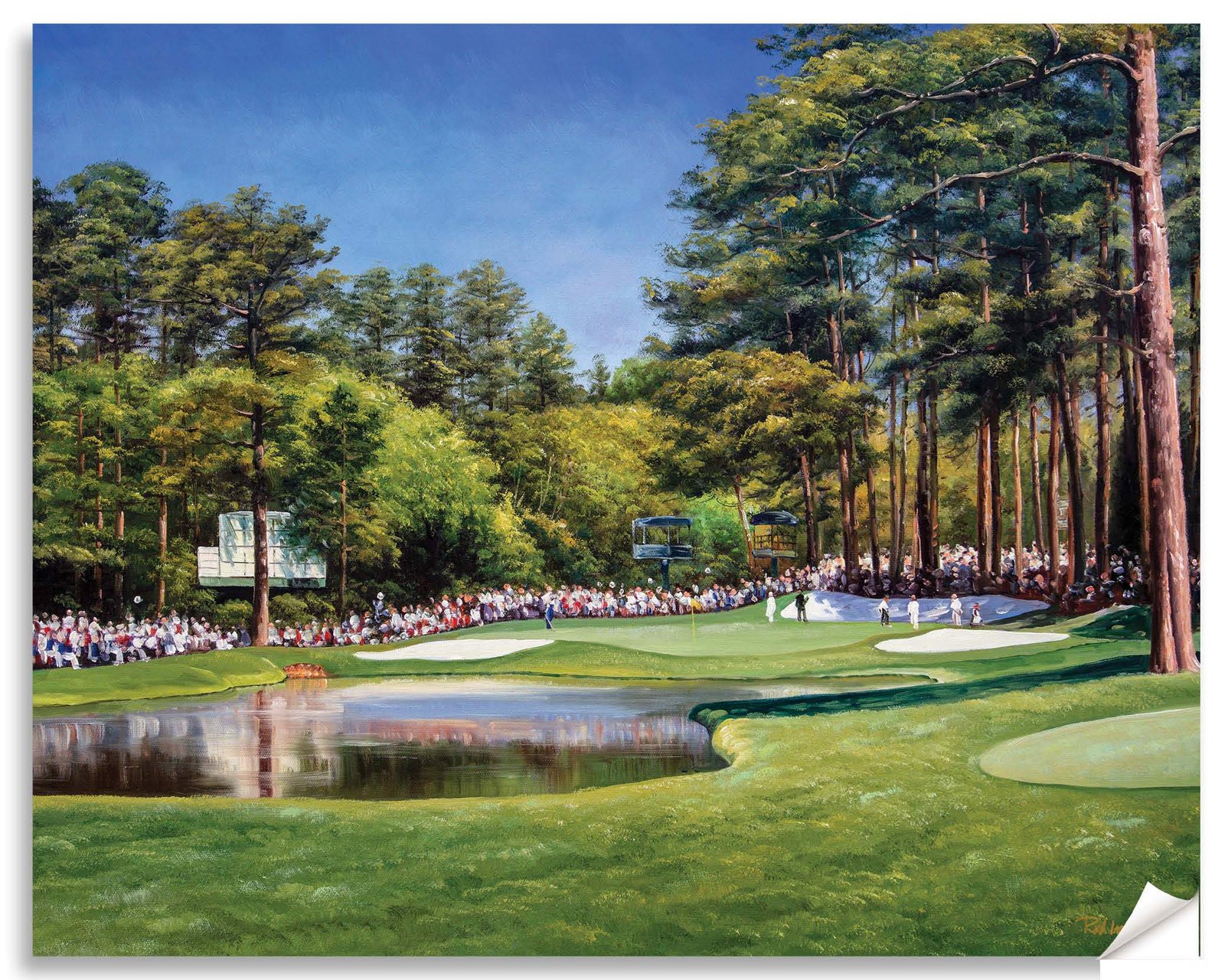 Augusta National Golf Club Redbud Hole 16 Clubhouse Club House pic Golden Bell Hole 12 poster Golf painting print artwork ANGC4combo 15