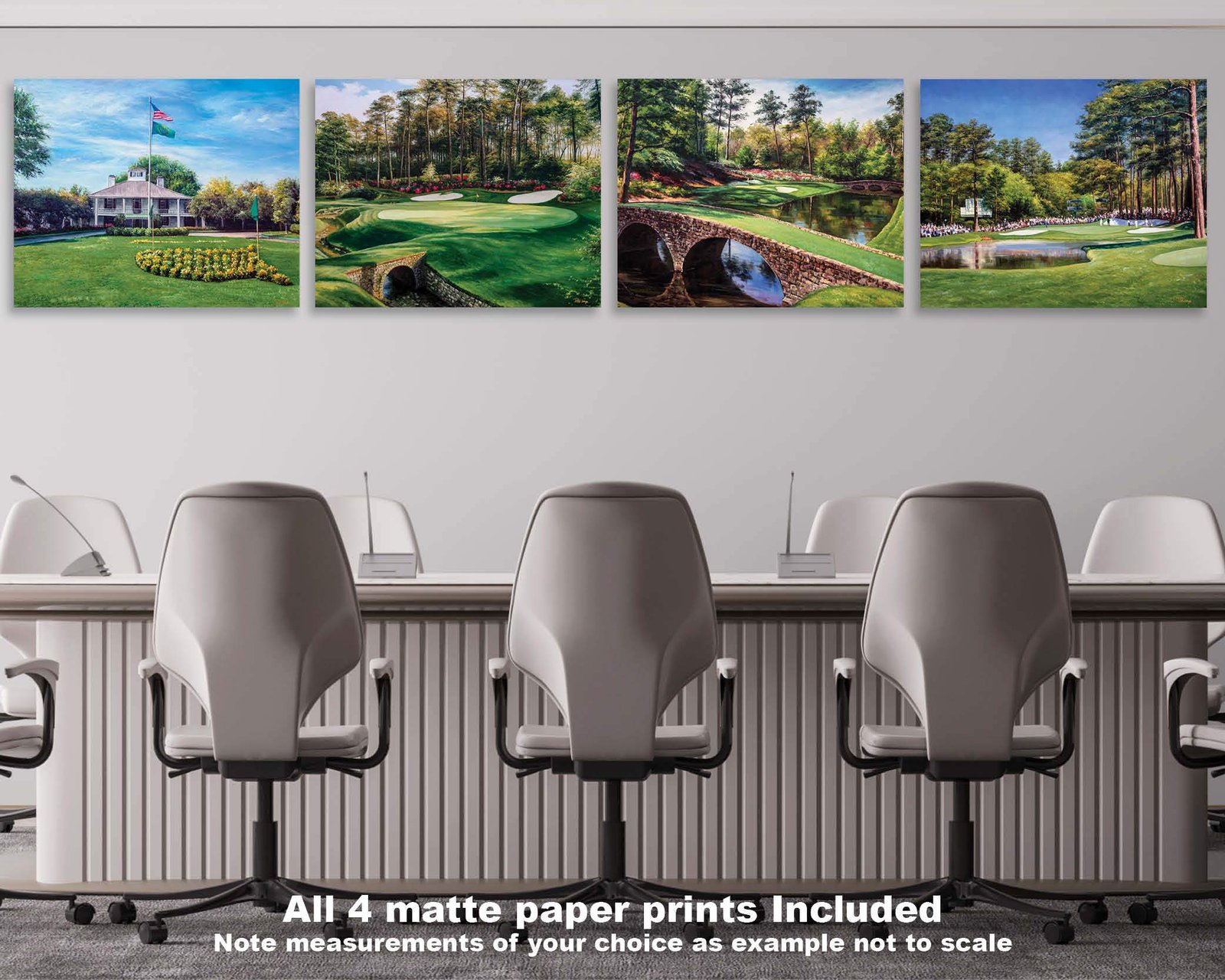 Augusta National Golf Club Redbud Hole 16 Clubhouse Club House pic Golden Bell Hole 12 poster Golf painting print artwork ANGC4combo 18