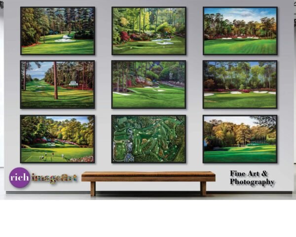 Augusta National Golf Club Redbud Hole 16 Clubhouse Club House pic Golden Bell Hole 12 poster Golf painting print artwork ANGC4combo 21