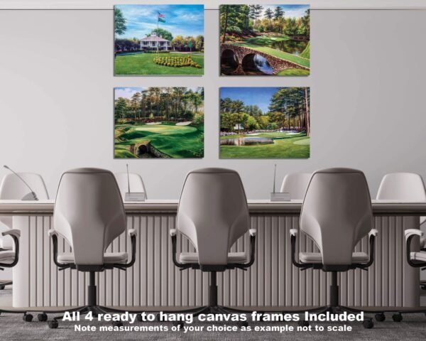 Augusta National Golf Club Redbud Hole 16 Clubhouse Club House pic Golden Bell Hole 12 poster Golf painting print artwork ANGC4combo 4