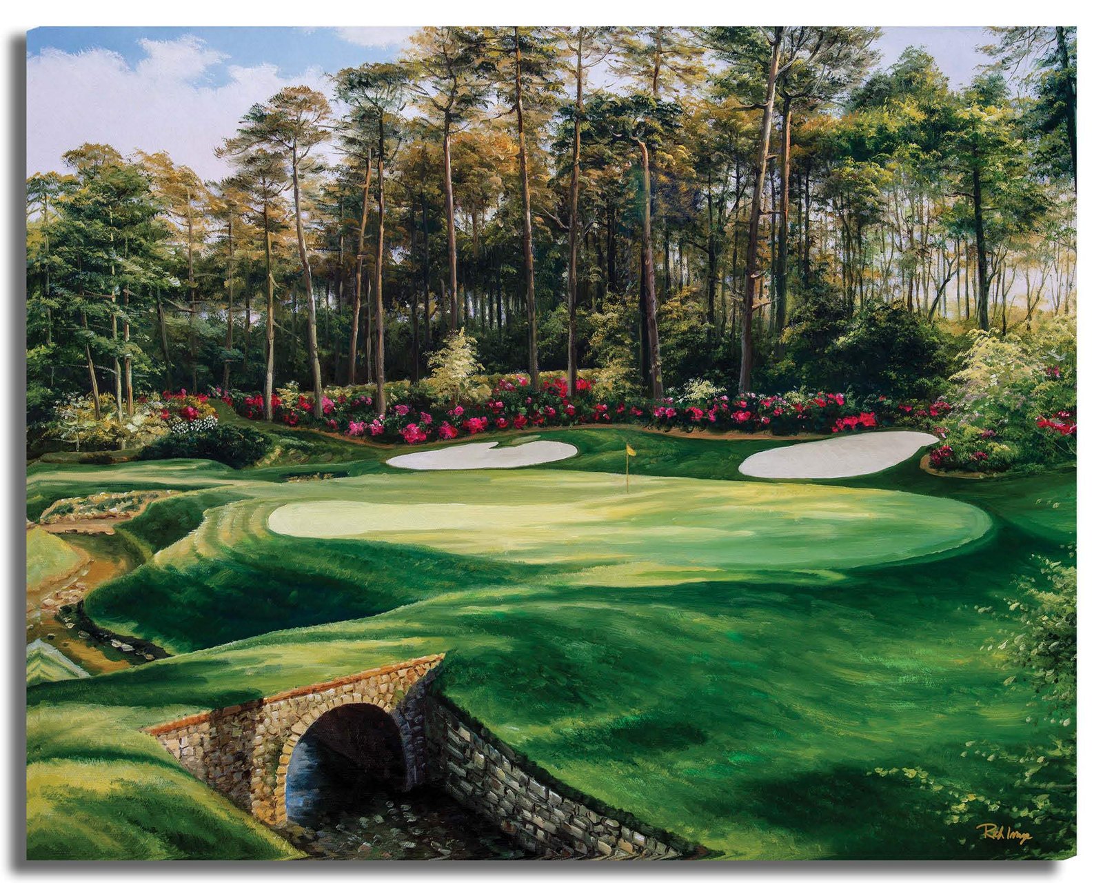 Augusta National Golf Club Redbud Hole 16 Clubhouse Club House pic Golden Bell Hole 12 poster Golf painting print artwork ANGC4combo 7
