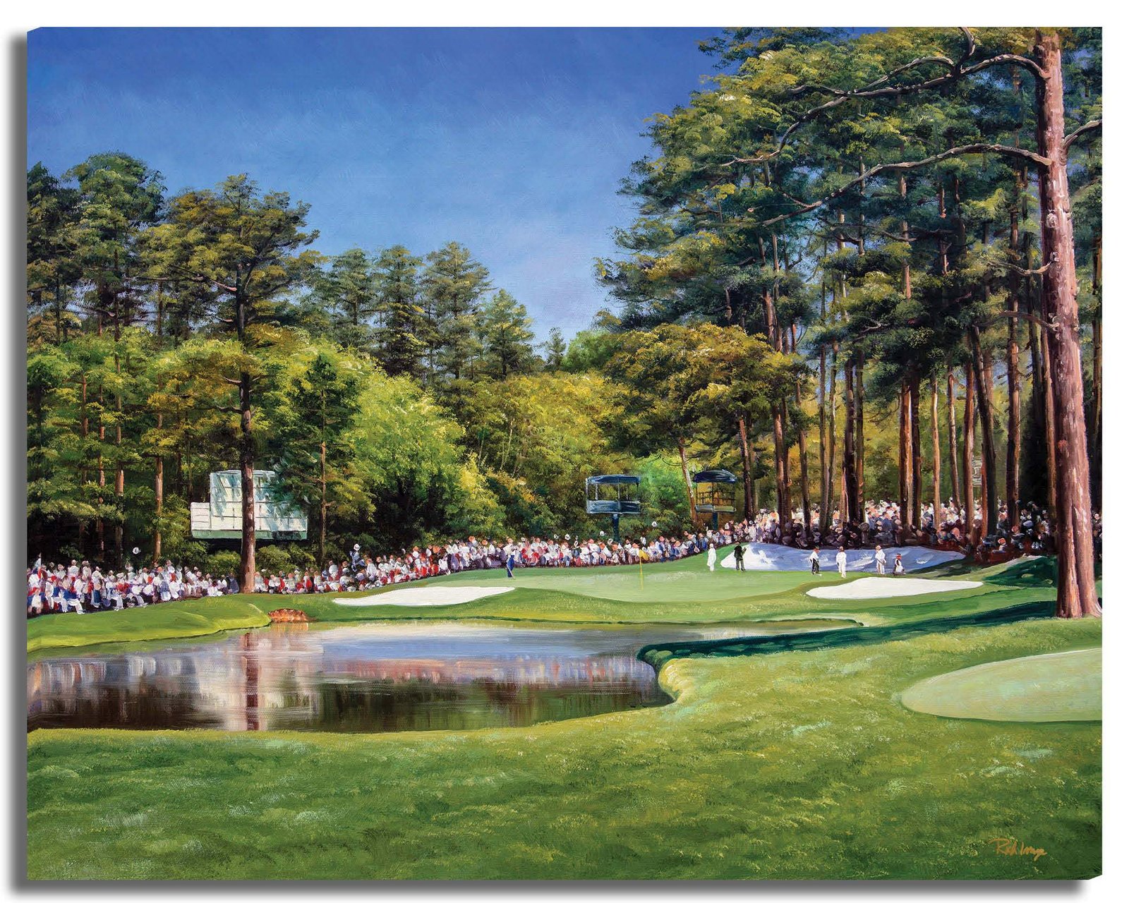 Augusta National Golf Club Redbud Hole 16 Clubhouse Club House pic Golden Bell Hole 12 poster Golf painting print artwork ANGC4combo 8