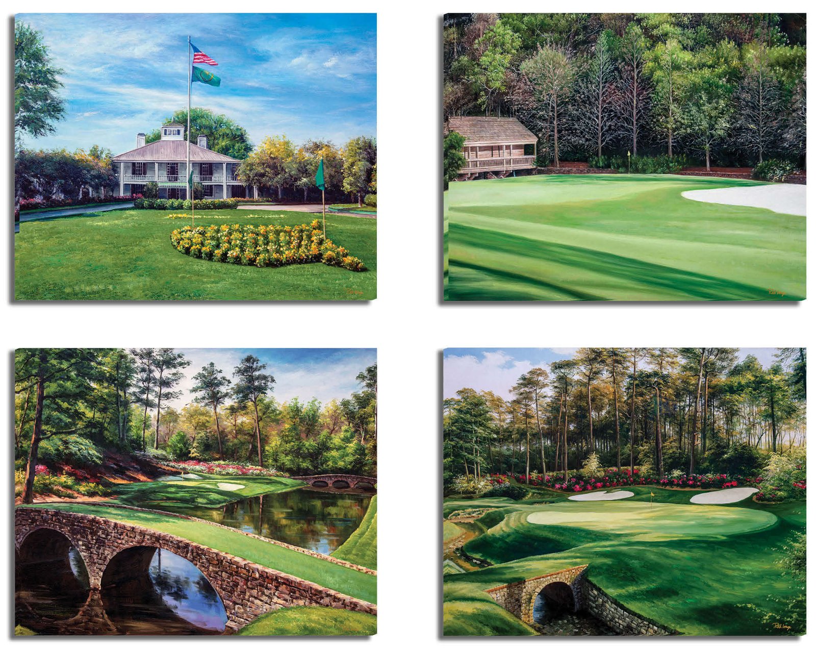 Augusta National Golf Club art on wall wall art wall decor the Masters of Augusta Golden Bell Hole 12 Clubhouse Club House Redbud Hole 16 canvas prints 2ANGC4
