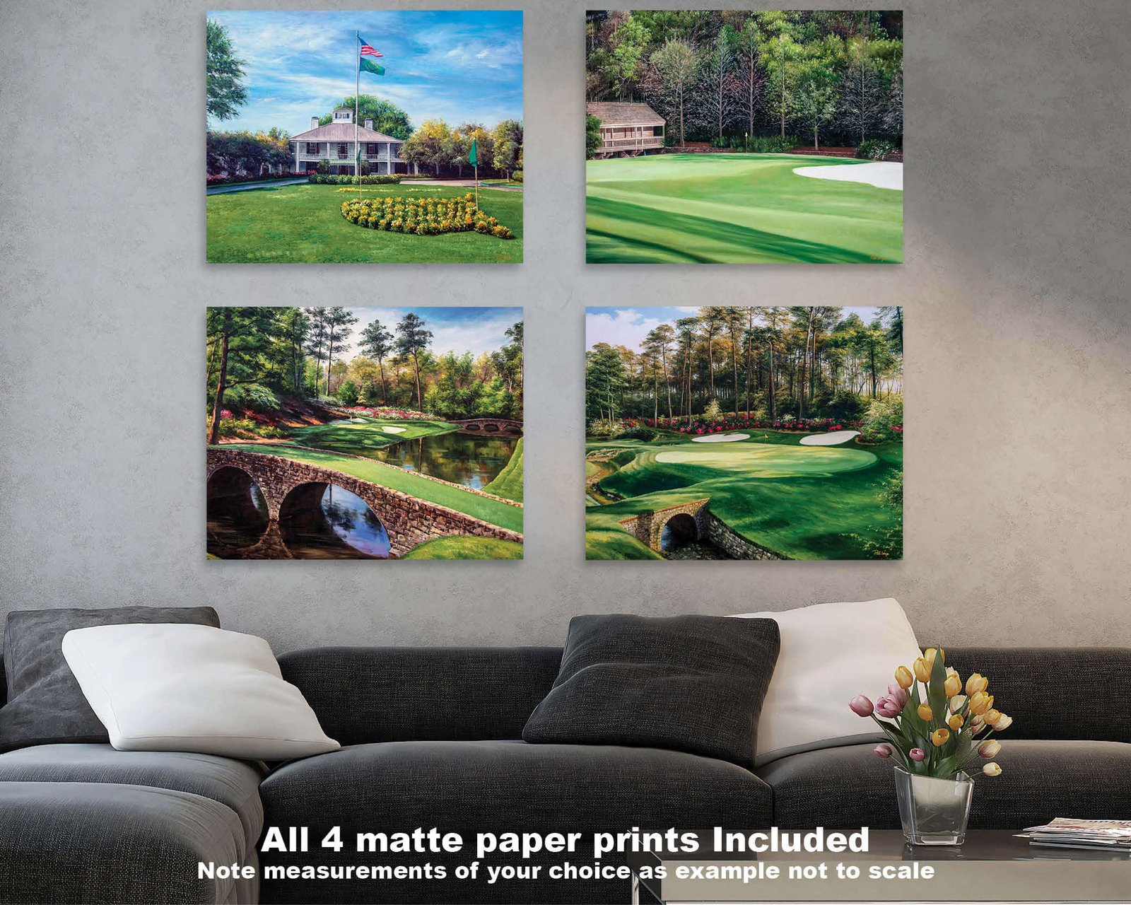 Augusta National Golf Club art on wall wall art wall decor the Masters of Augusta Golden Bell Hole 12 Clubhouse Club House Redbud Hole 16 canvas prints 2ANGC4 16