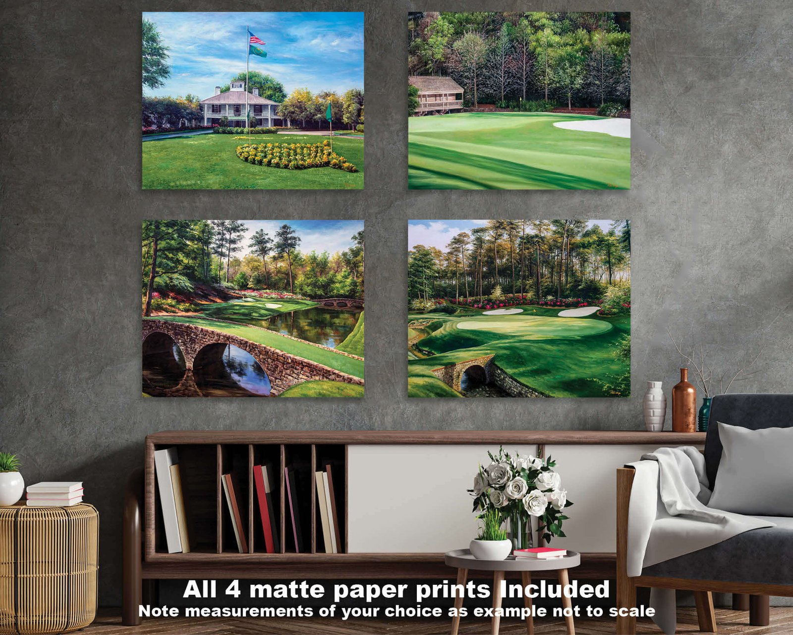 Augusta National Golf Club art on wall wall art wall decor the Masters of Augusta Golden Bell Hole 12 Clubhouse Club House Redbud Hole 16 canvas prints 2ANGC4 17