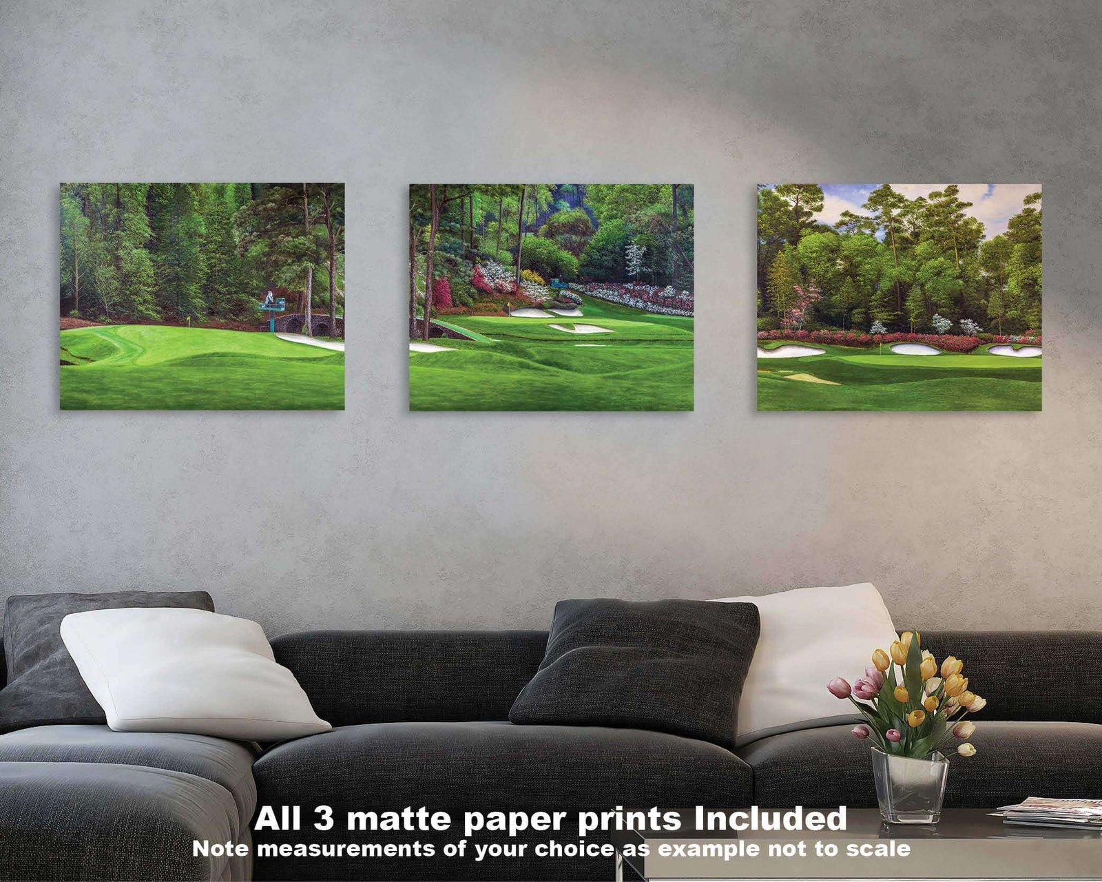 Augusta National Golf Club artwork Golden Bell Hole 12 pic poster Redbud 16 Azalea Hole 13 painting print Golf 2ANGC3 14