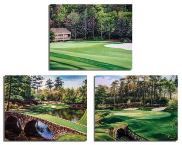 Augusta National Golf Club artwork oil painting golf art Redbud Hole Azalea Hole 13 Golf Golden Bell 12 art print 1ANGC3
