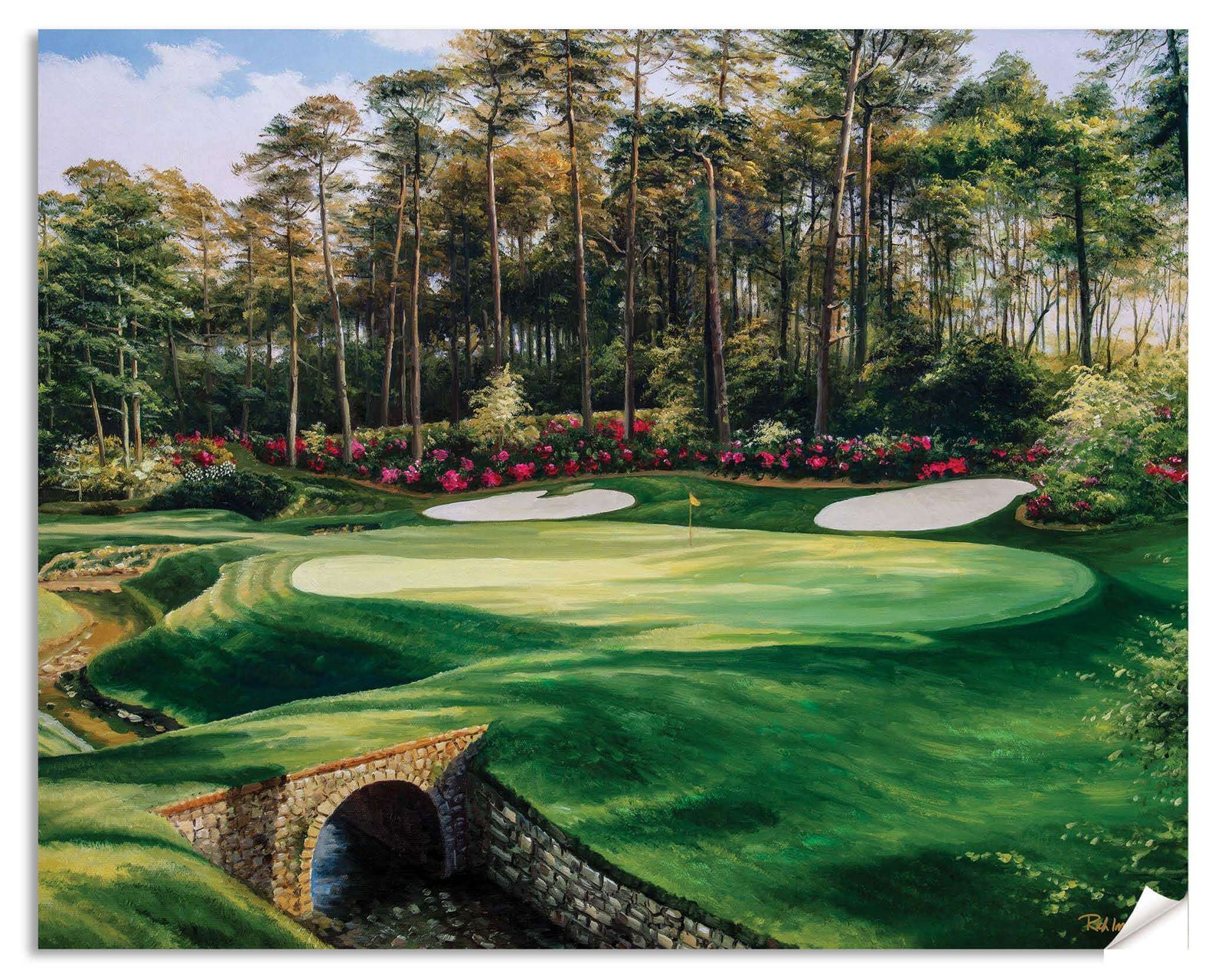 Augusta National Golf Club artwork oil painting golf art Redbud Hole Azalea Hole 13 Golf Golden Bell 12 art print 1ANGC3 13