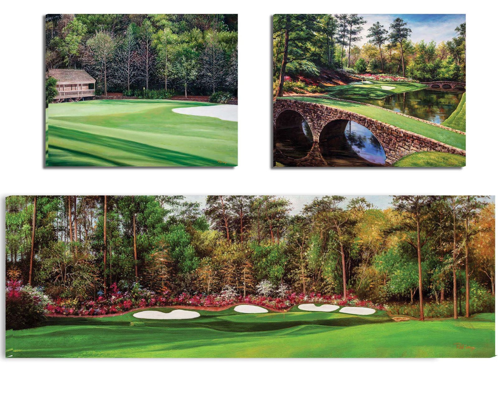 Augusta National Golf Club poster Amen Corner artwork Azalea Hole 13 pic Golf Pan9 Amen Corner painting print Golden Bell Hole 12 9ANGC1pan5x4s