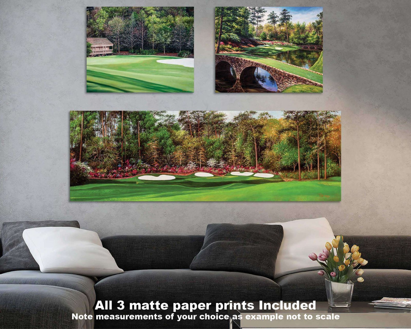Augusta National Golf Club poster Amen Corner artwork Azalea Hole 13 pic Golf Pan9 Amen Corner painting print Golden Bell Hole 12 9ANGC1pan5x4s 14