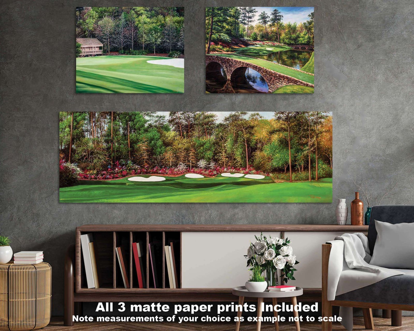 Augusta National Golf Club poster Amen Corner artwork Azalea Hole 13 pic Golf Pan9 Amen Corner painting print Golden Bell Hole 12 9ANGC1pan5x4s 15