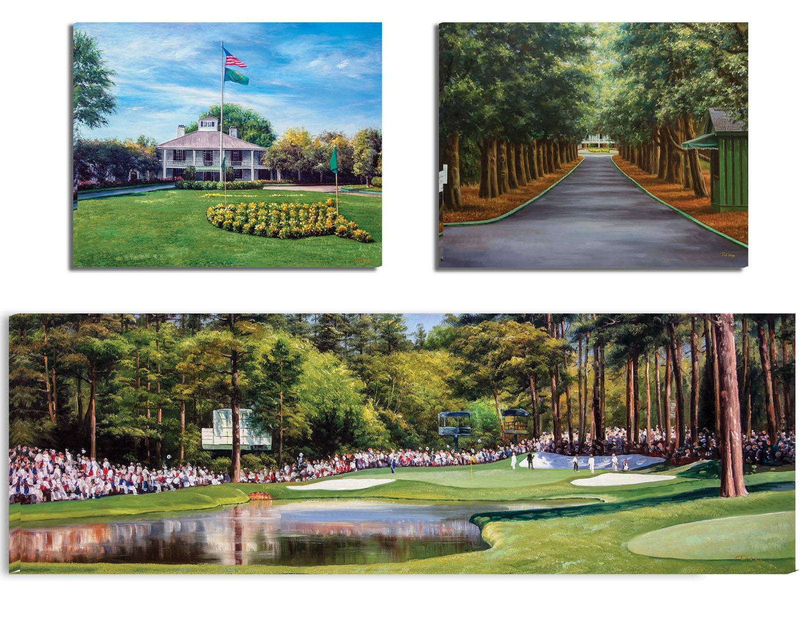 Augusta National Golf Club poster painting print Golf Pan3 Founders Circle Magnolia Lane Redbud Hole 16 pic Founders Circle artwork 3ANGC1pan5x4s