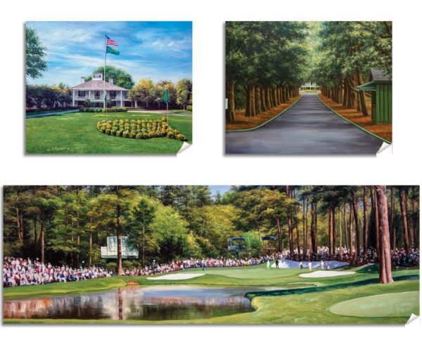 Augusta National Golf Club poster painting print Golf Pan3 Founders Circle Magnolia Lane Redbud Hole 16 pic Founders Circle artwork 3ANGC1pan5x4s 10