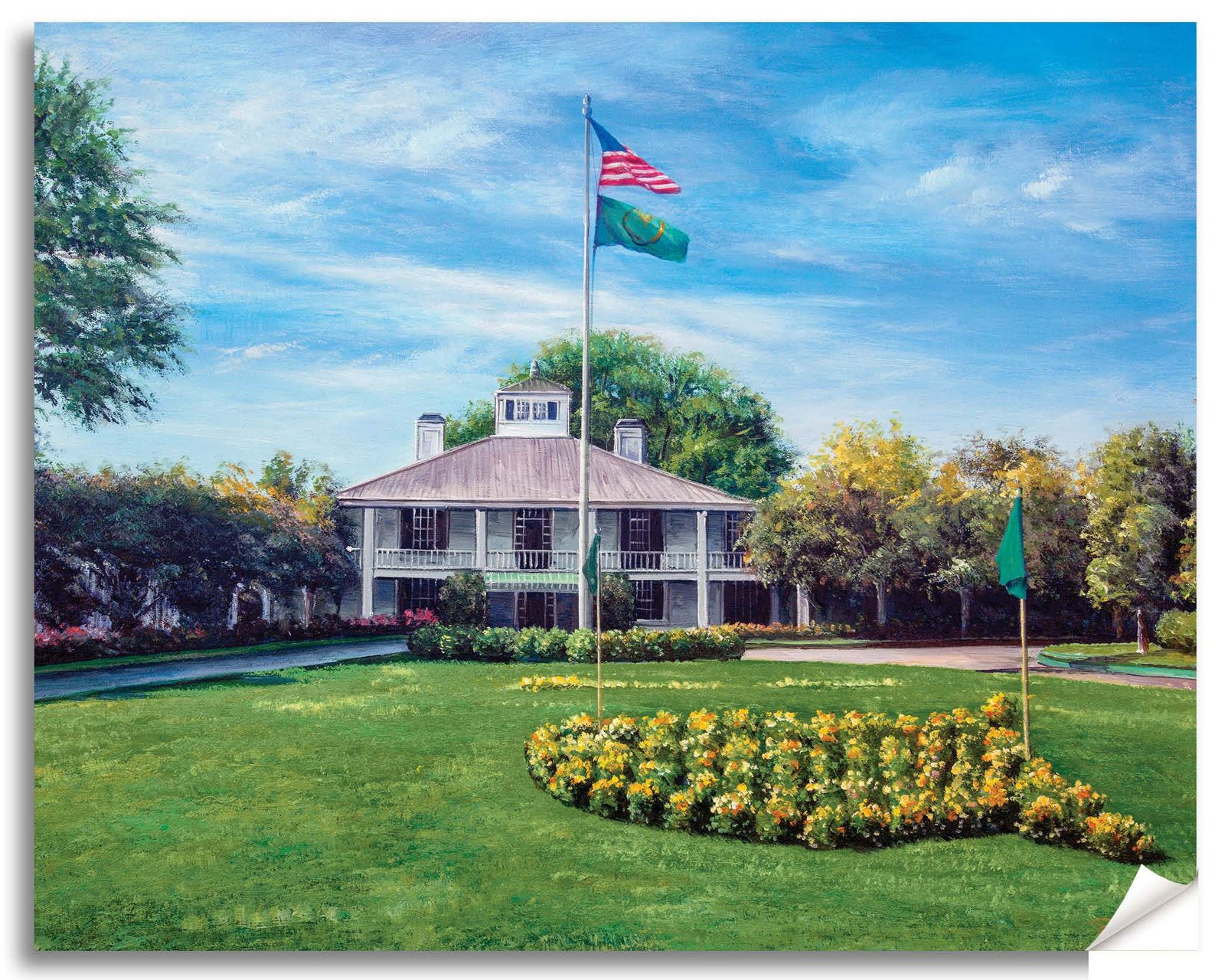 Augusta National Golf Club poster painting print Golf Pan3 Founders Circle Magnolia Lane Redbud Hole 16 pic Founders Circle artwork 3ANGC1pan5x4s 12
