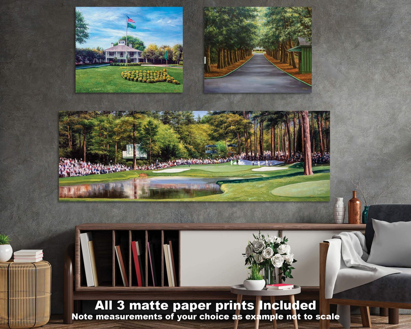 Augusta National Golf Club poster painting print Golf Pan3 Founders Circle Magnolia Lane Redbud Hole 16 pic Founders Circle artwork 3ANGC1pan5x4s 15