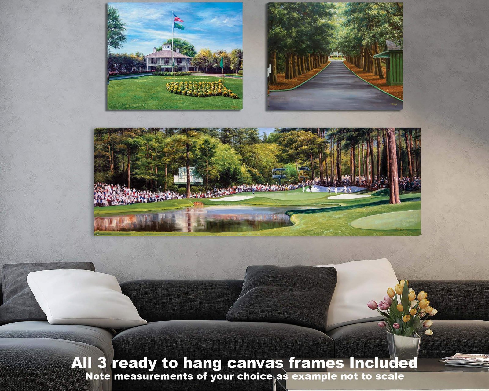 Augusta National Golf Club poster painting print Golf Pan3 Founders Circle Magnolia Lane Redbud Hole 16 pic Founders Circle artwork 3ANGC1pan5x4s 2