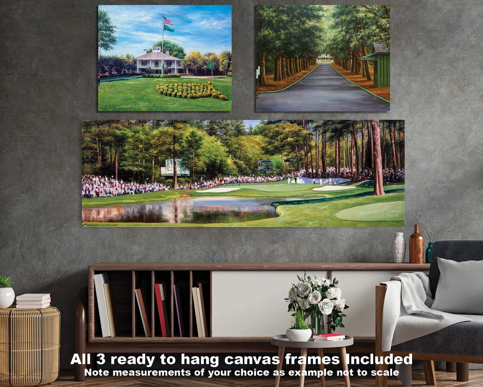 Augusta National Golf Club poster painting print Golf Pan3 Founders Circle Magnolia Lane Redbud Hole 16 pic Founders Circle artwork 3ANGC1pan5x4s 3