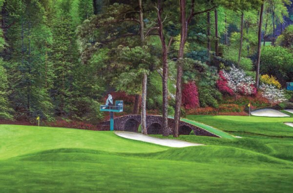 Augusta National Golf Club poster painting print pic Masters Amen Corner Golden Bell White Dogwood PGA Hole 11 12 artwork ANGC112RiOil01 RichimageArt.com 1