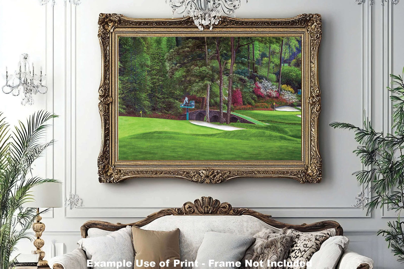 Augusta National Golf Club poster painting print pic Masters Amen Corner Golden Bell White Dogwood PGA Hole 11 12 artwork ANGC112RiOil01 RichimageArt.com 12