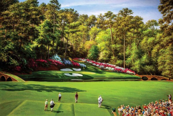 Augusta National Golf Club poster pic PGA Masters artwork Course Hole 12 painting print Golden Bell ANGC12RiOil05 RichimageArt.com 1