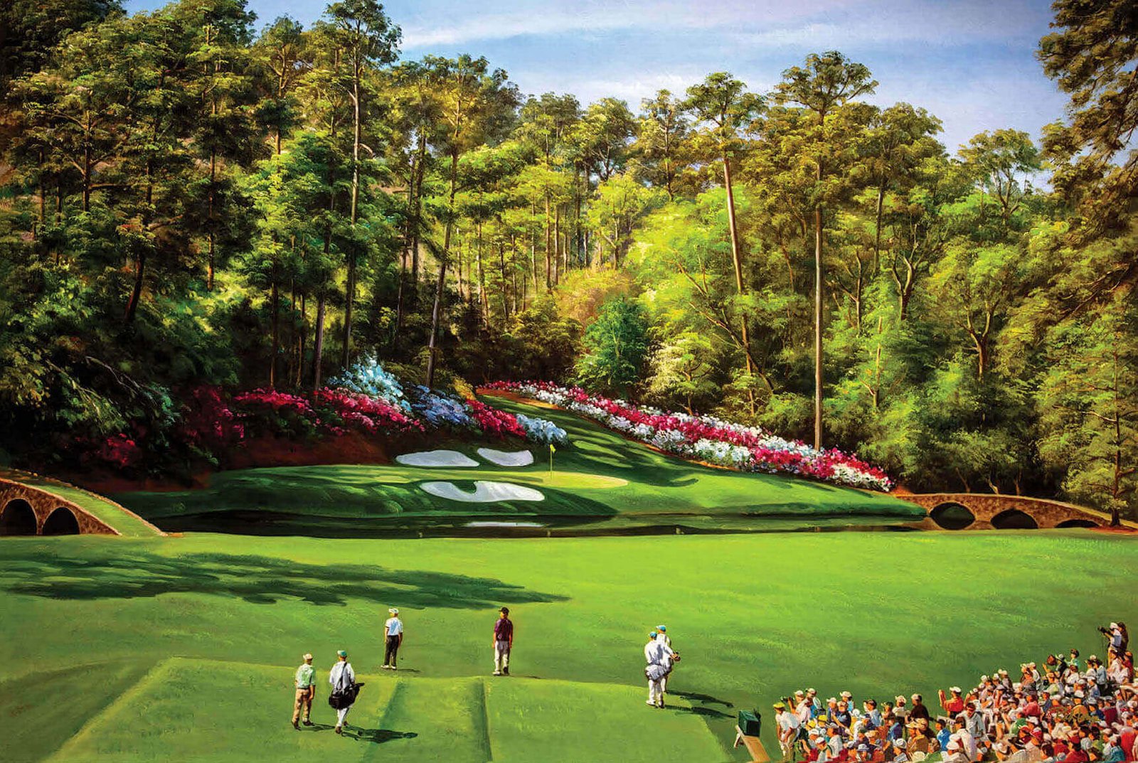 Augusta National Golf Club poster pic PGA Masters artwork Course Hole 12 painting print Golden Bell ANGC12RiOil05 RichimageArt.com 1