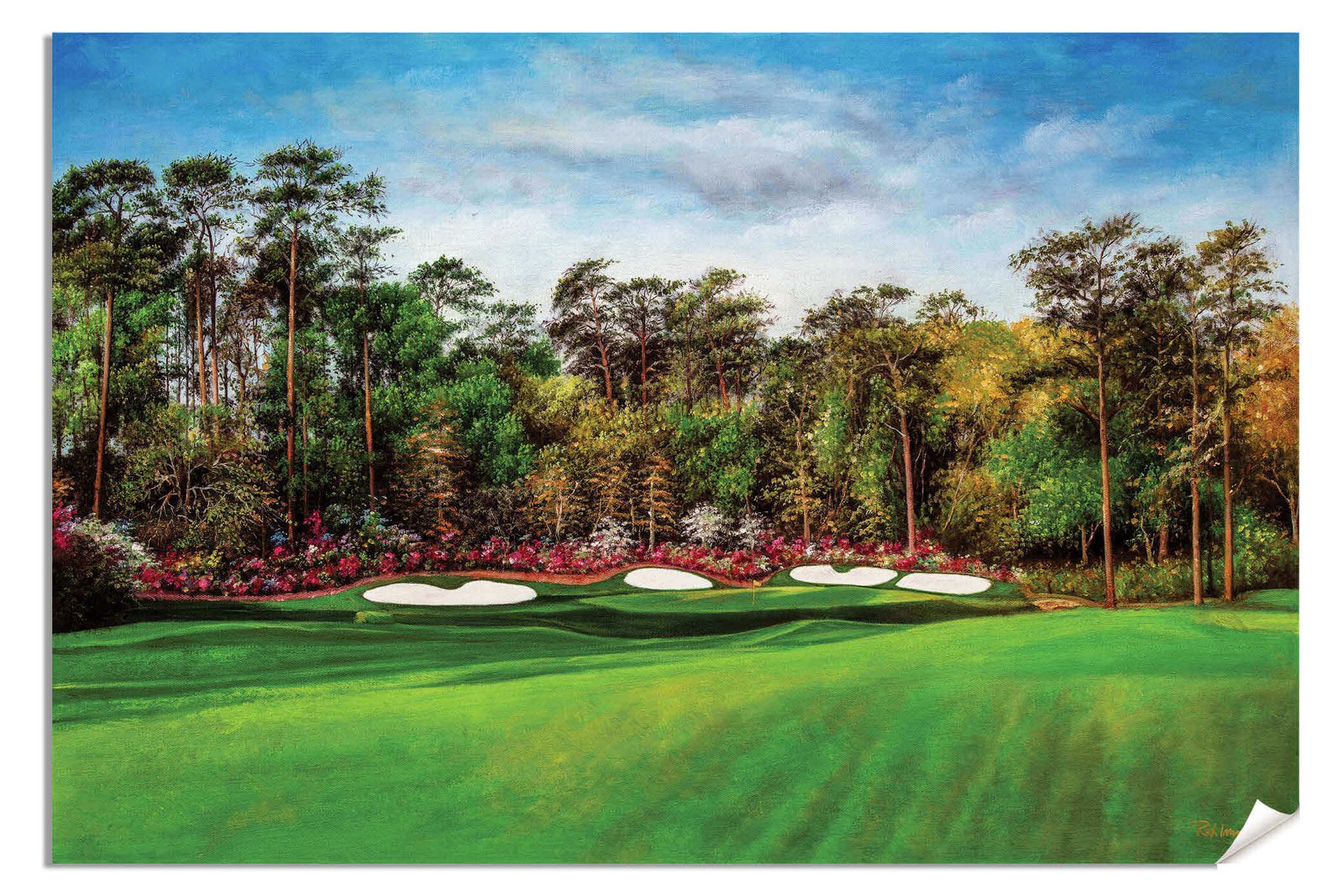 Augusta National Masters Amen Corner poster pic Golf Club Hole 13 painting print PGA Azalea artwork Masters Amen Corner ANGC13RiOil03 RichimageArt.com