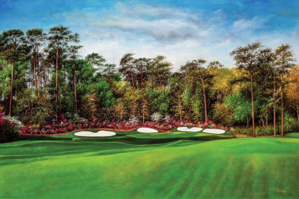 Augusta National Masters Amen Corner poster pic Golf Club Hole 13 painting print PGA Azalea artwork Masters Amen Corner ANGC13RiOil03 RichimageArt.com 1