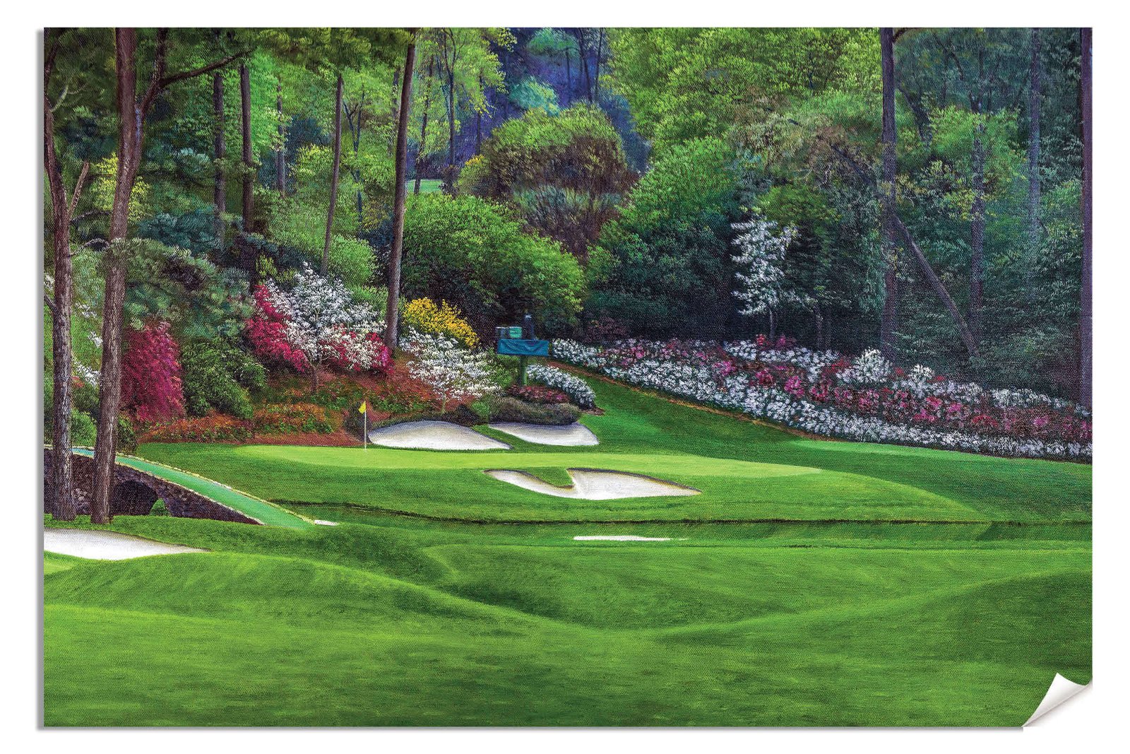 Augusta National PGA poster painting print Golf Hole 12 artwork pic Masters Golden Bell ANGC12RiOil03 RichimageArt.com