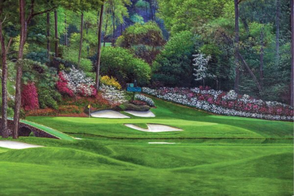 Augusta National PGA poster painting print Golf Hole 12 artwork pic Masters Golden Bell ANGC12RiOil03 RichimageArt.com 1