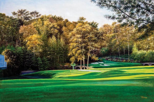 Augusta National artwork Amen Corner White Dogwood Golden Bell pic poster Masters Golf Club Hole 11 12 painting print PGA ANGC112RiOil02 RichimageArt.com 1
