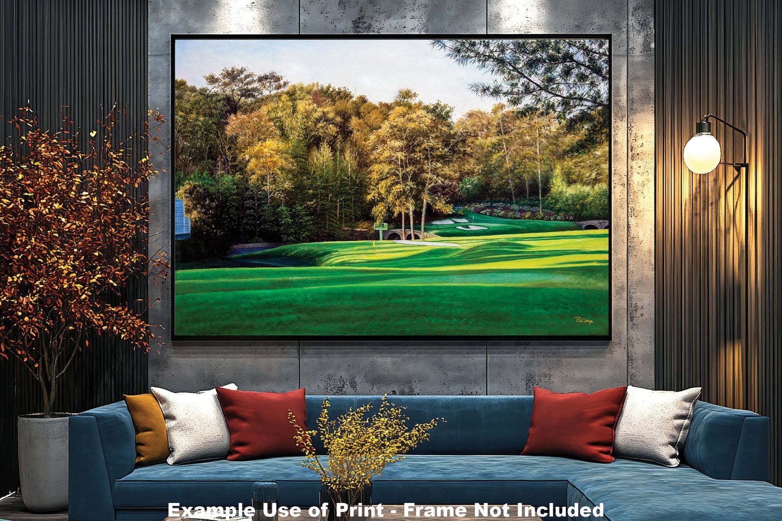 Augusta National artwork Amen Corner White Dogwood Golden Bell pic poster Masters Golf Club Hole 11 12 painting print PGA ANGC112RiOil02 RichimageArt.com 11