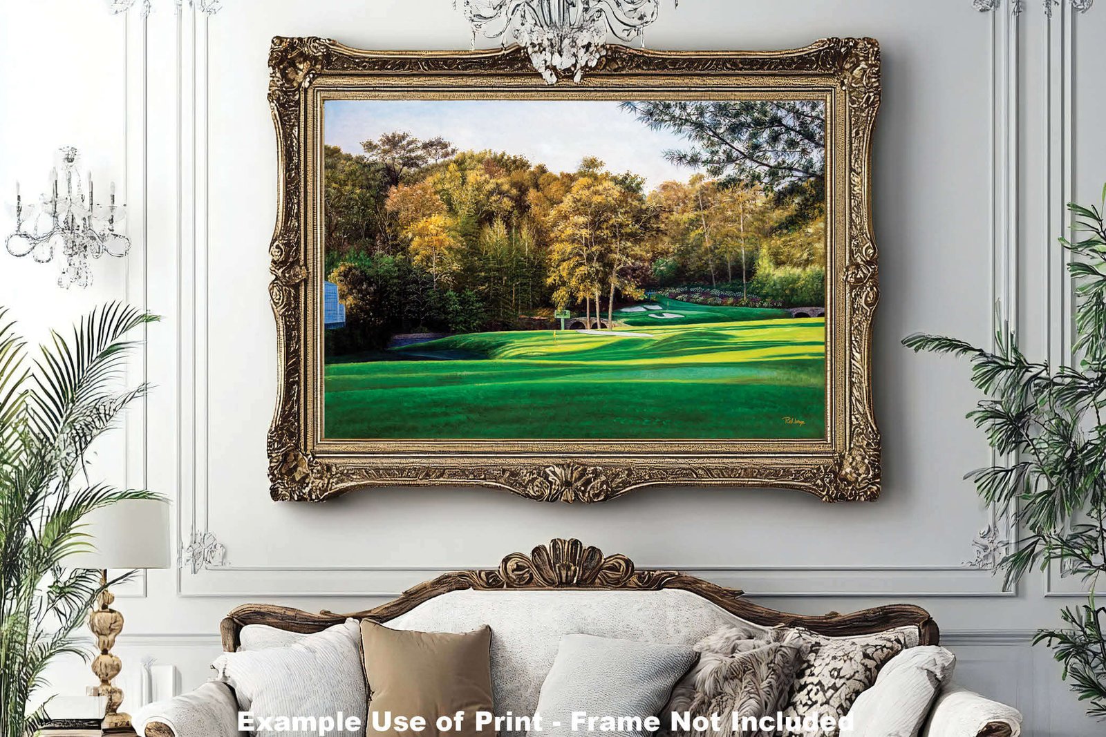 Augusta National artwork Amen Corner White Dogwood Golden Bell pic poster Masters Golf Club Hole 11 12 painting print PGA ANGC112RiOil02 RichimageArt.com 12