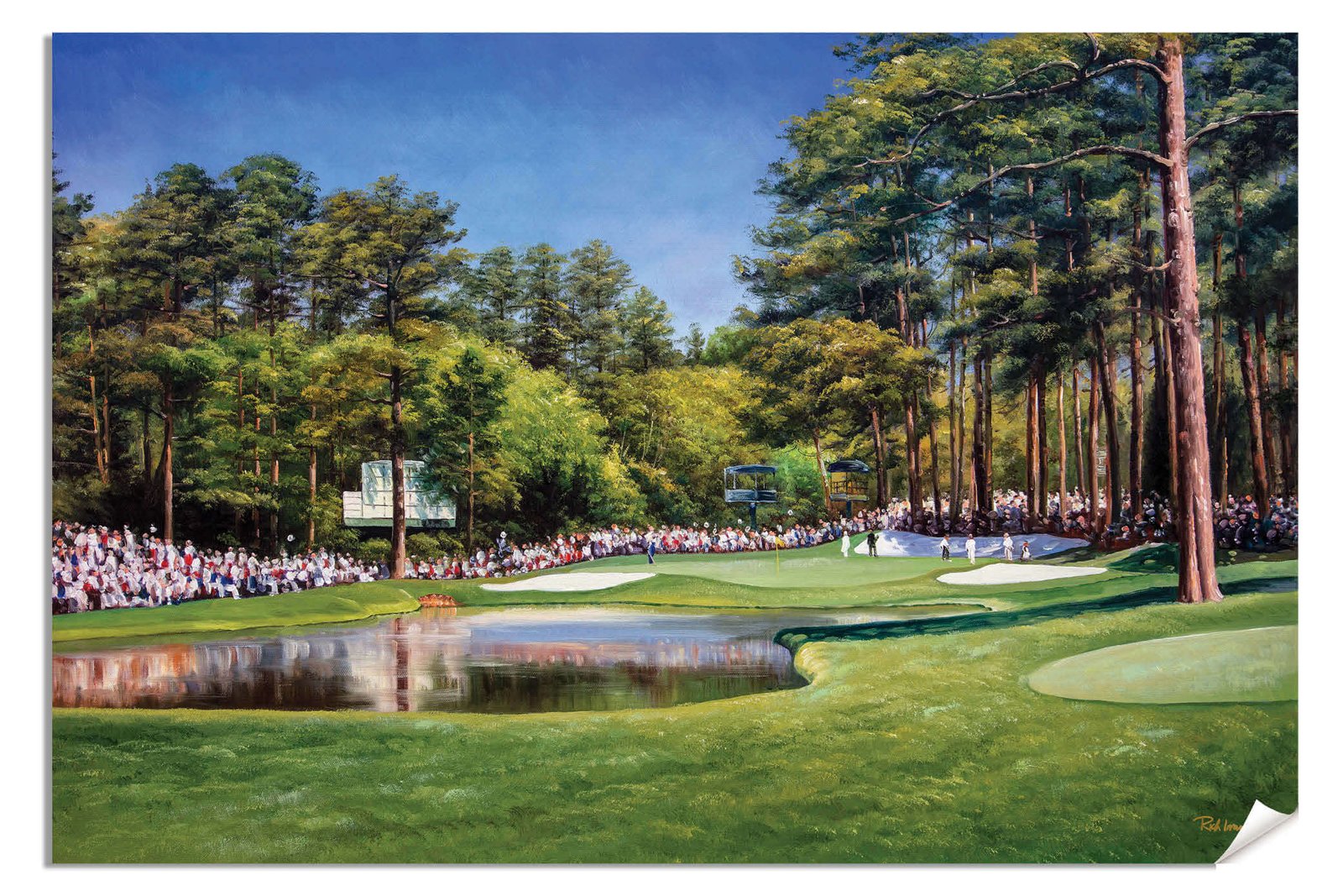 Augusta National painting print Golf Club Course Hole 16 Redbud Masters pic artwork PGA poster ANGC16RiOil01 RichimageArt.com