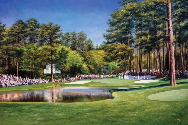Augusta National painting print Golf Club Course Hole 16 Redbud Masters pic artwork PGA poster ANGC16RiOil01 RichimageArt.com 1