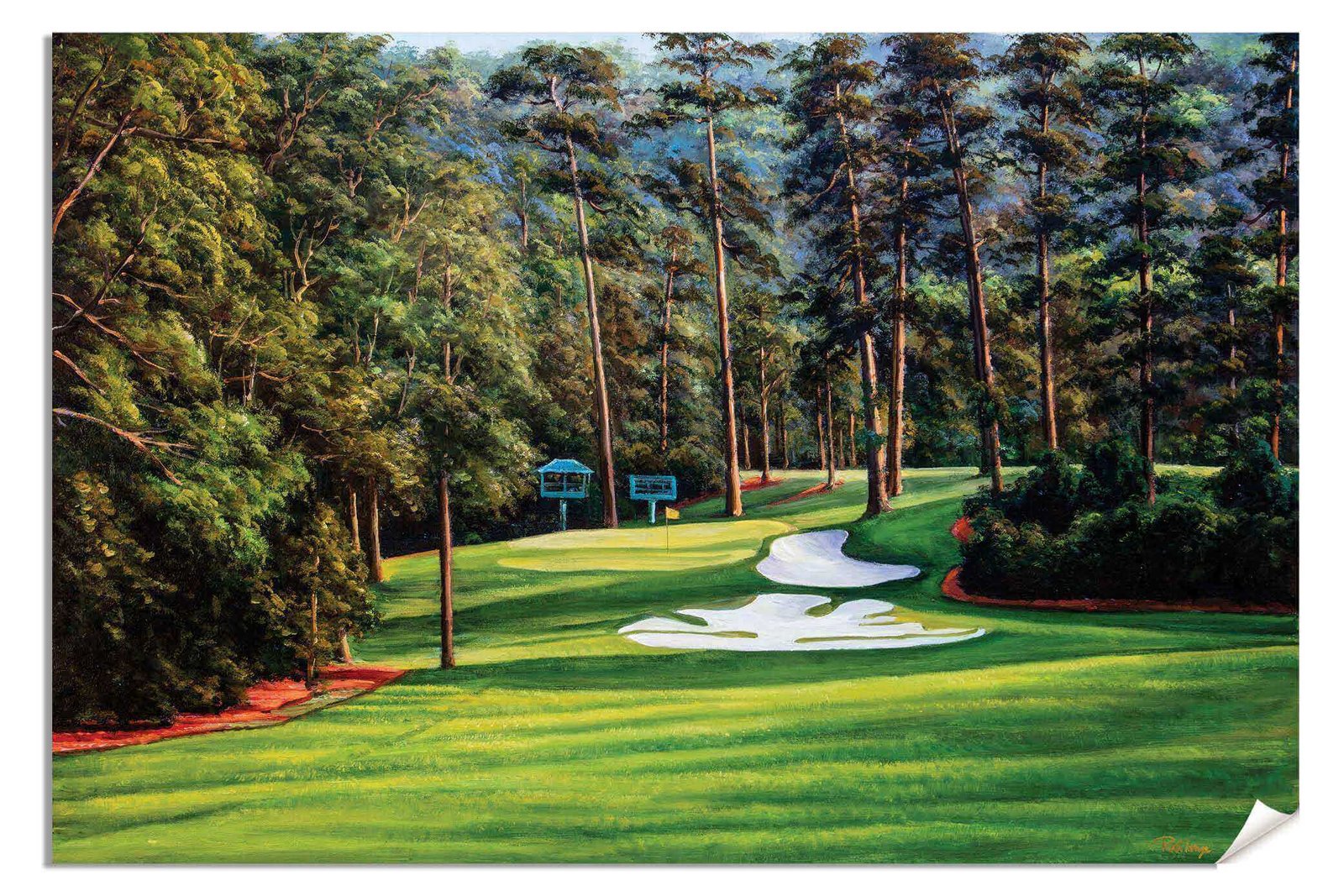 Augusta National poster painting print pic Masters Camellia PGA Golf Club Hole 10 artwork RichimageArt.com ANGC10RiOil01