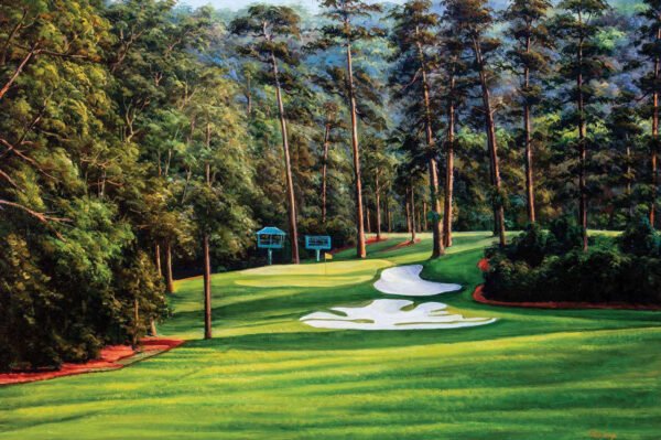 Augusta National poster painting print pic Masters Camellia PGA Golf Club Hole 10 artwork RichimageArt.com ANGC10RiOil01 1