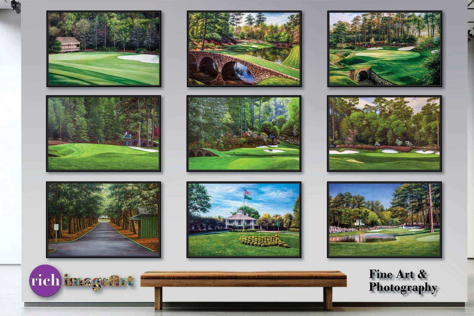 Augusta National poster painting print pic Masters Camellia PGA Golf Club Hole 10 artwork RichimageArt.com ANGC10RiOil01 8